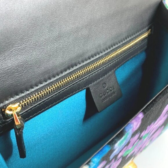 GUCCI 421882 Floral Silvi Small ribbon Shoulder Bag Velor / Leather Multicolore - Picture 12 of 16